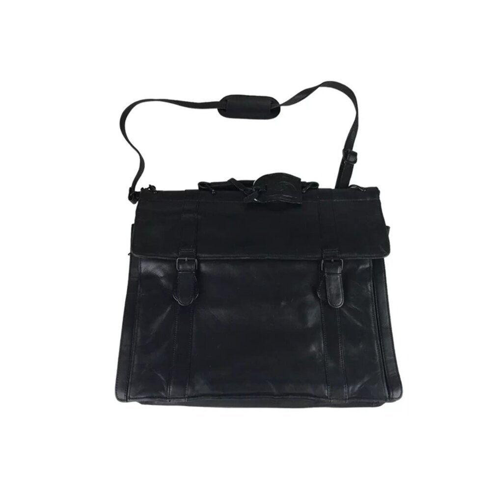 Mark Phillip Unisex‎ Adults Black Full Grain Leather Briefcase Document Case Bag